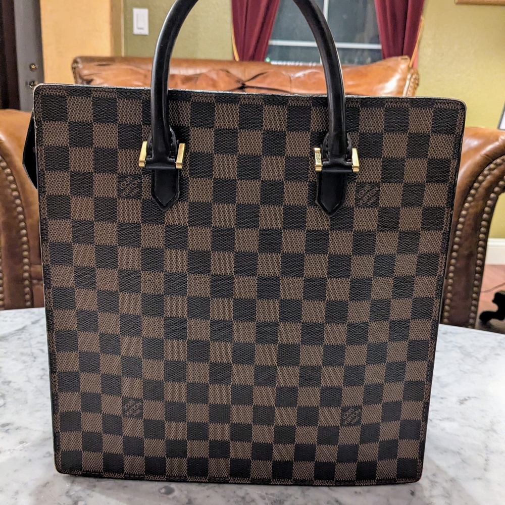 Louis Vuitton Venice Sac Plat Damier GM Canvas Leather Tote Bag